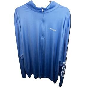 Columbia PFG Blue Half Zip Long Sleeve Shirt Men’s XXL Fishing